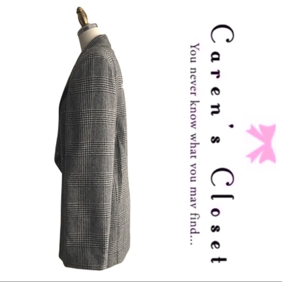 Vintage 1970 Black & White Plaid Rhinestone Blazer - Picture 3 of 6